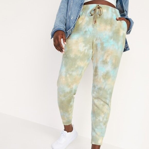 Old Navy Mid Rise Vintage Joggers Tie Dye Fleece Sweatpants Blue Green Size XL - Picture 1 of 6